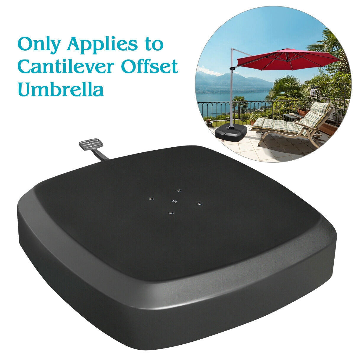 Slickblue Wheeled Cantilever Umbrella Base for Patio, Deck, Garden and Poolside Umbrellas