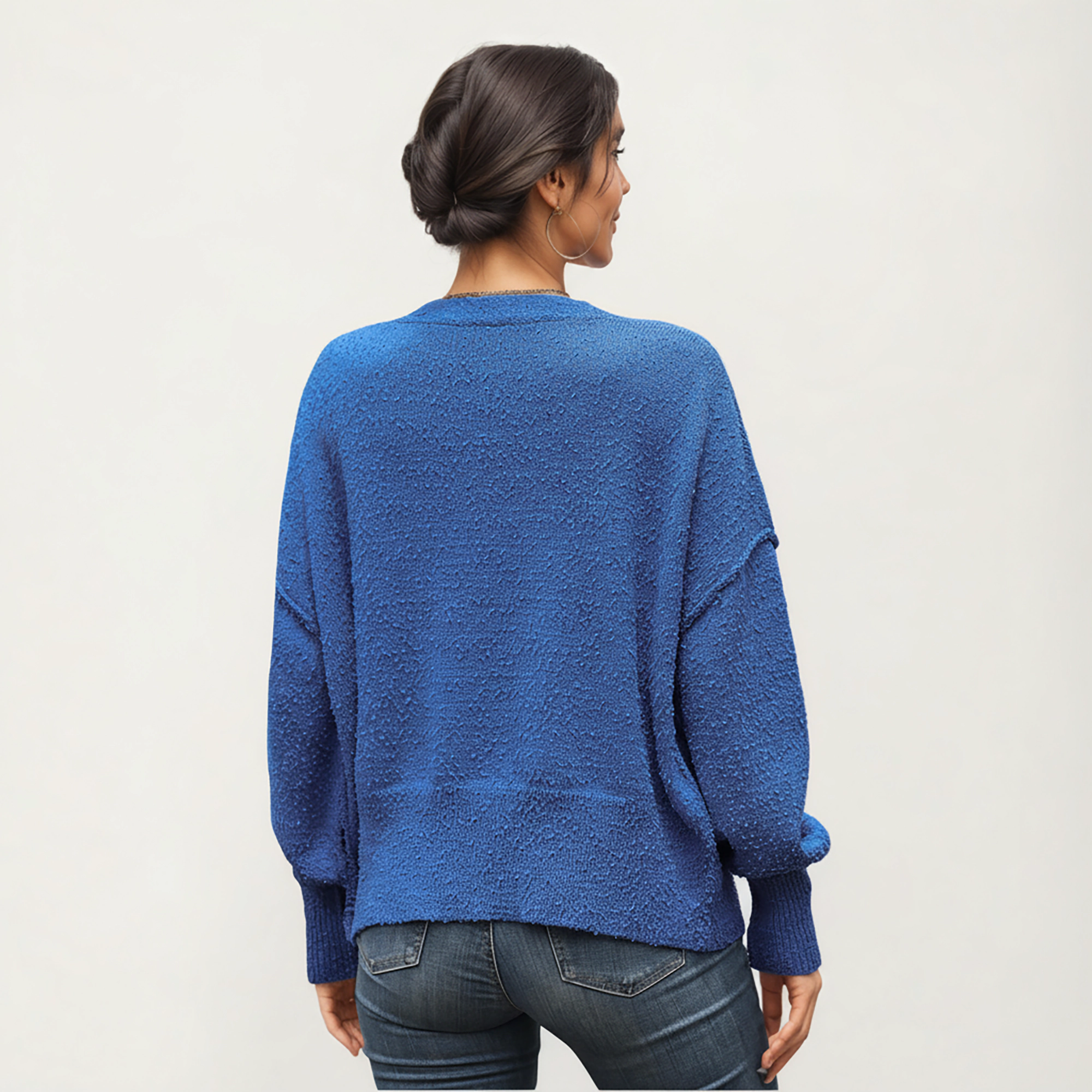 Anna-Kaci Women's Textured Knit Button Front Top with Cozy Fabric, Drop Shoulder Silhouette and Ribbed Edges