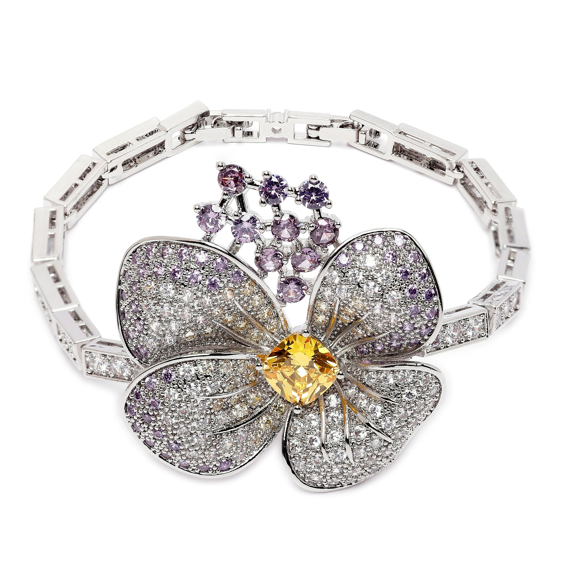 AGP PARIS Womens Diva Floral Cuff Bracelet