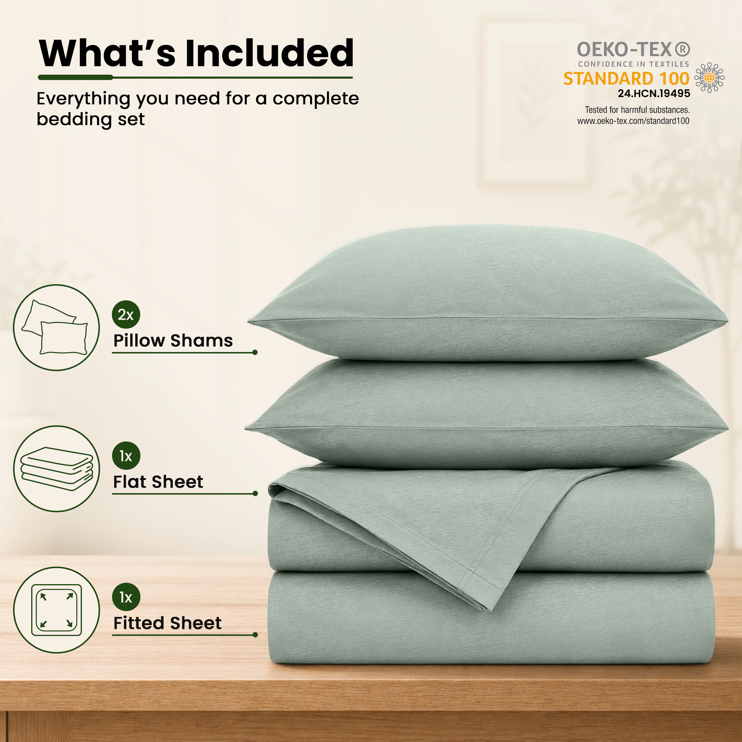 Lux Decor Collection Rayon from Bamboo Viscose Blend Sheet Set, Soft, Cooling & Breathable