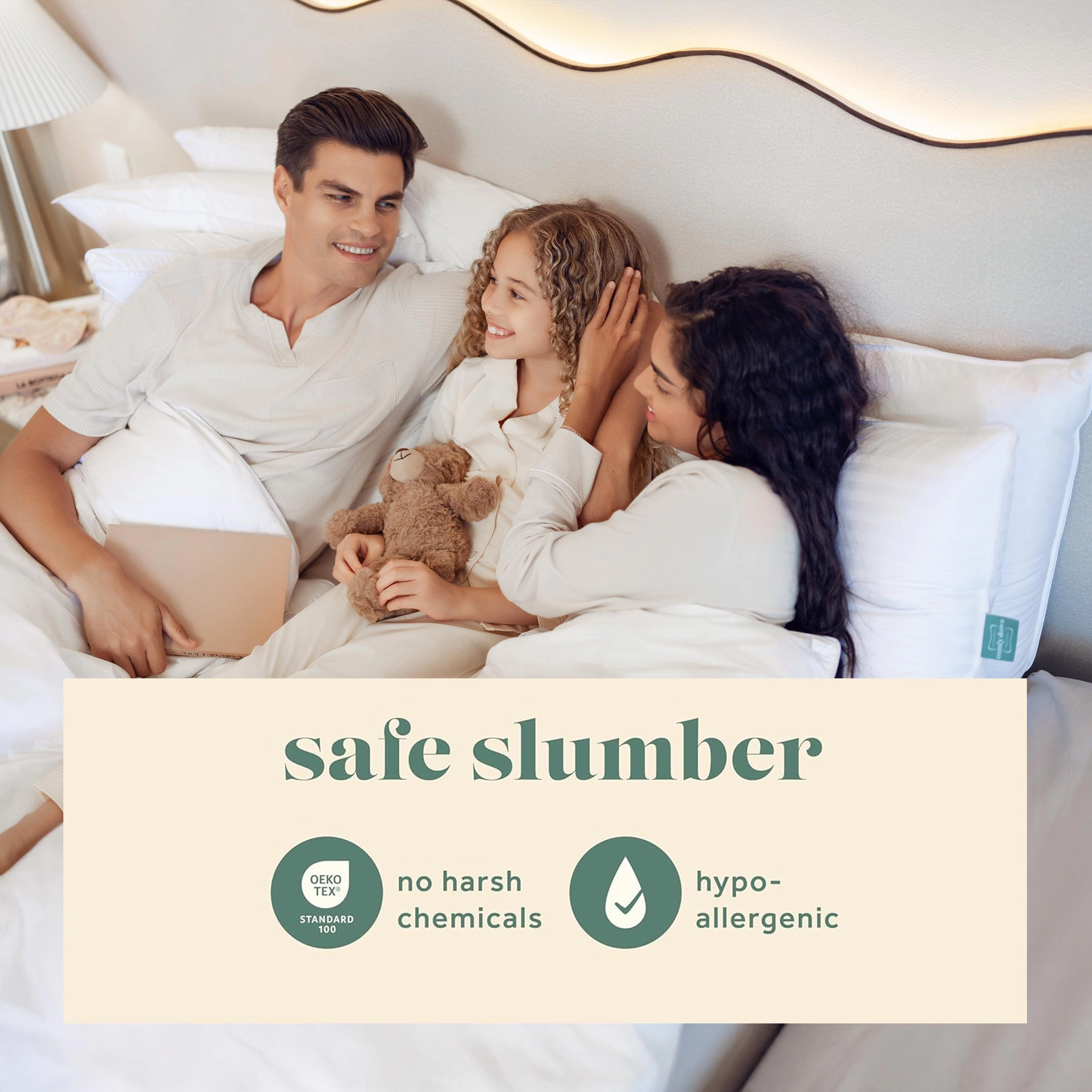 ComfyDown Lullaby Down Alternative Pillow, 300 Thread Count, Soft