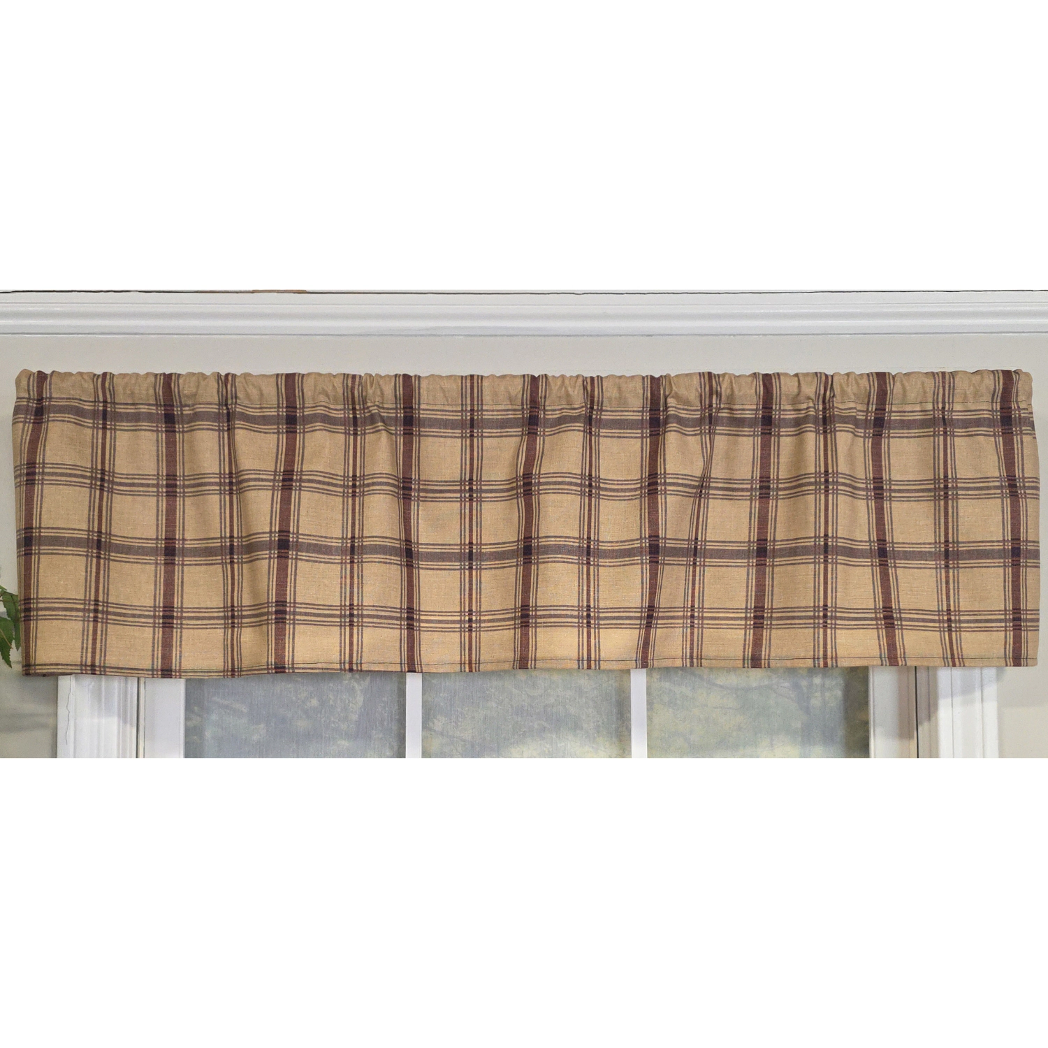 RLF Home 100% Cotton Clambake Plaid Tailored  Unlined Windows Rod Pocket Valance 51" x 12"  Grape