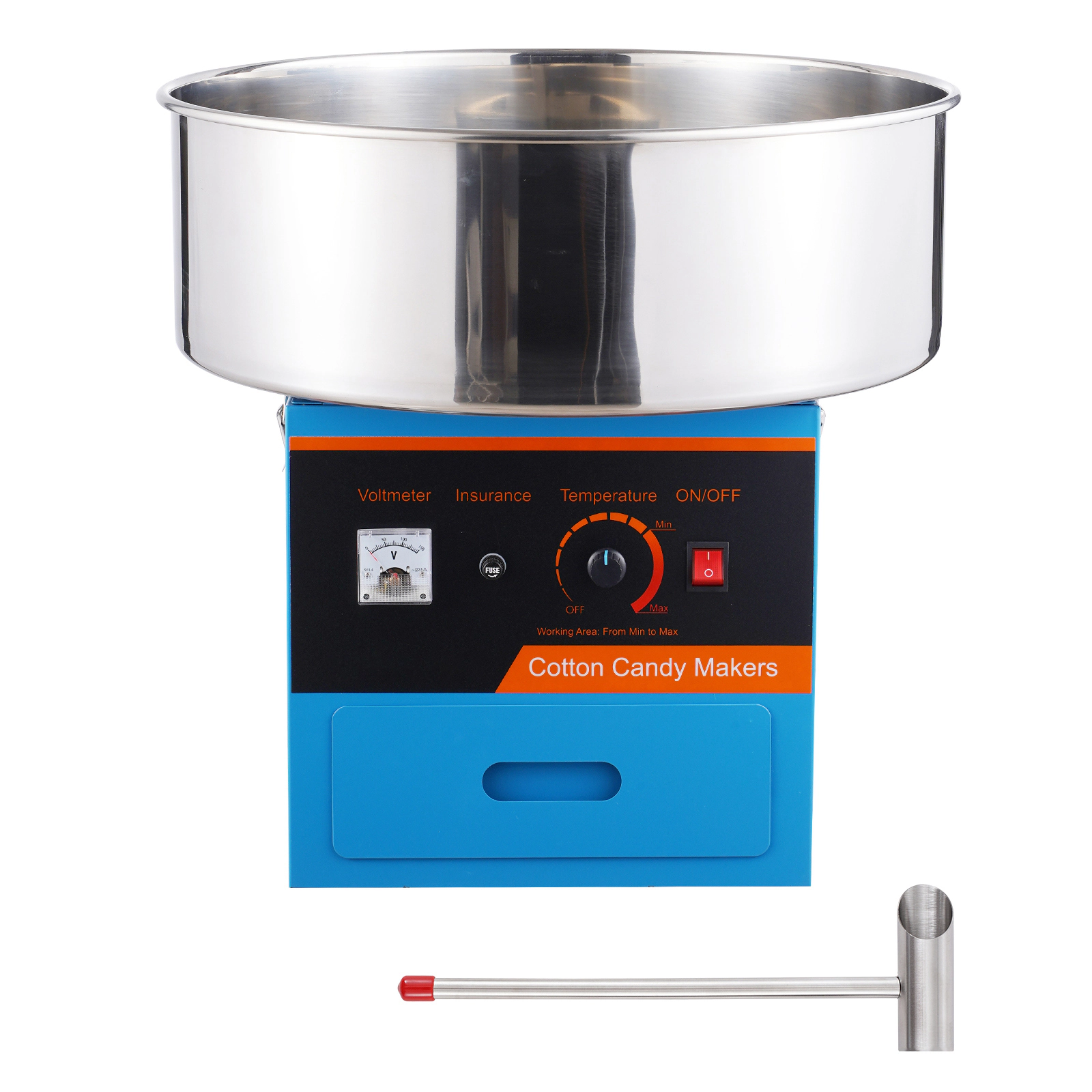 HONGGE Electric Cotton Candy Machine 1000W Floss Maker Commercial with Stainless Steel Bowl