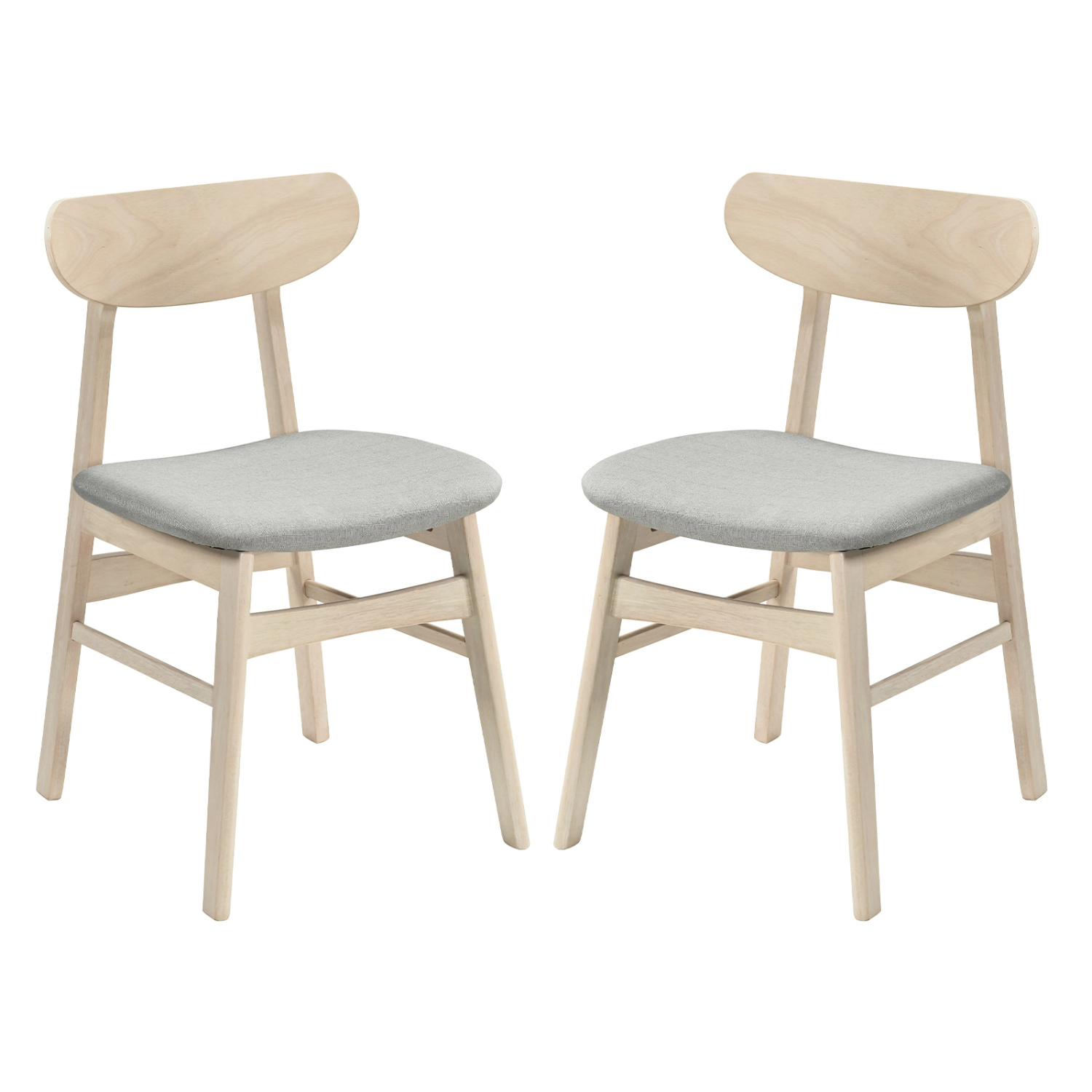 LJG Dining Chair Set of 2 Fabric Upholstered Kitchen Armless Chairs