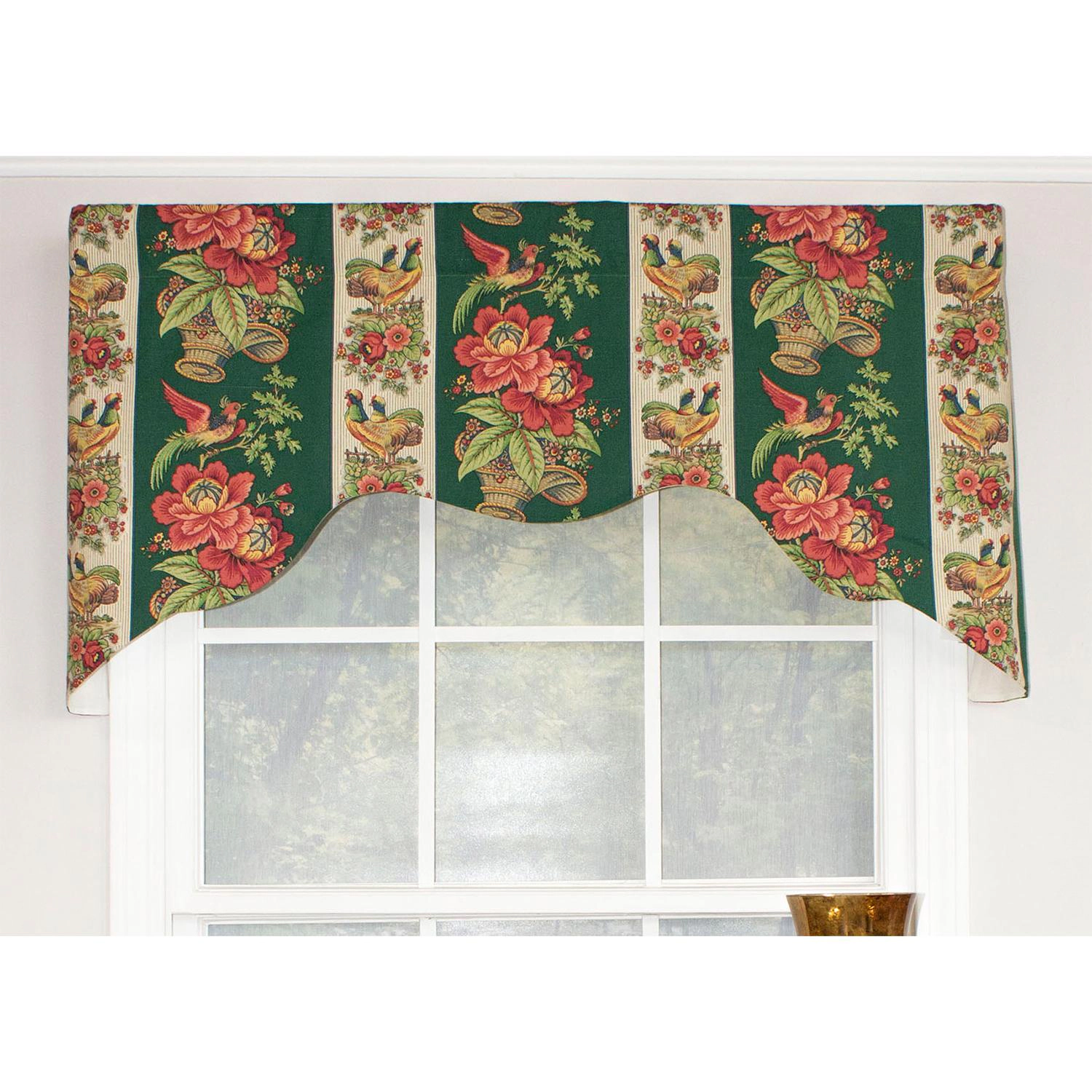 RLF Home Rochelle Dutchess 100% Cotton with Fully Lined 3" Rod Pocket Valnance for Windows 50" x 17" Green