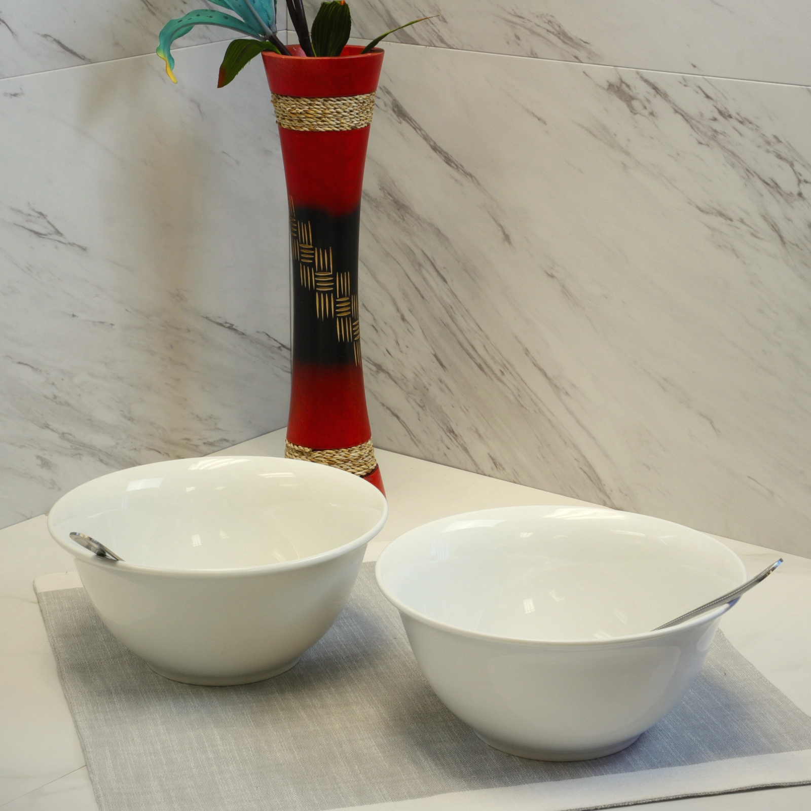Gibson Home 2 Piece 7 Inch Ceramic All-Purpose Round Bowl Set in White