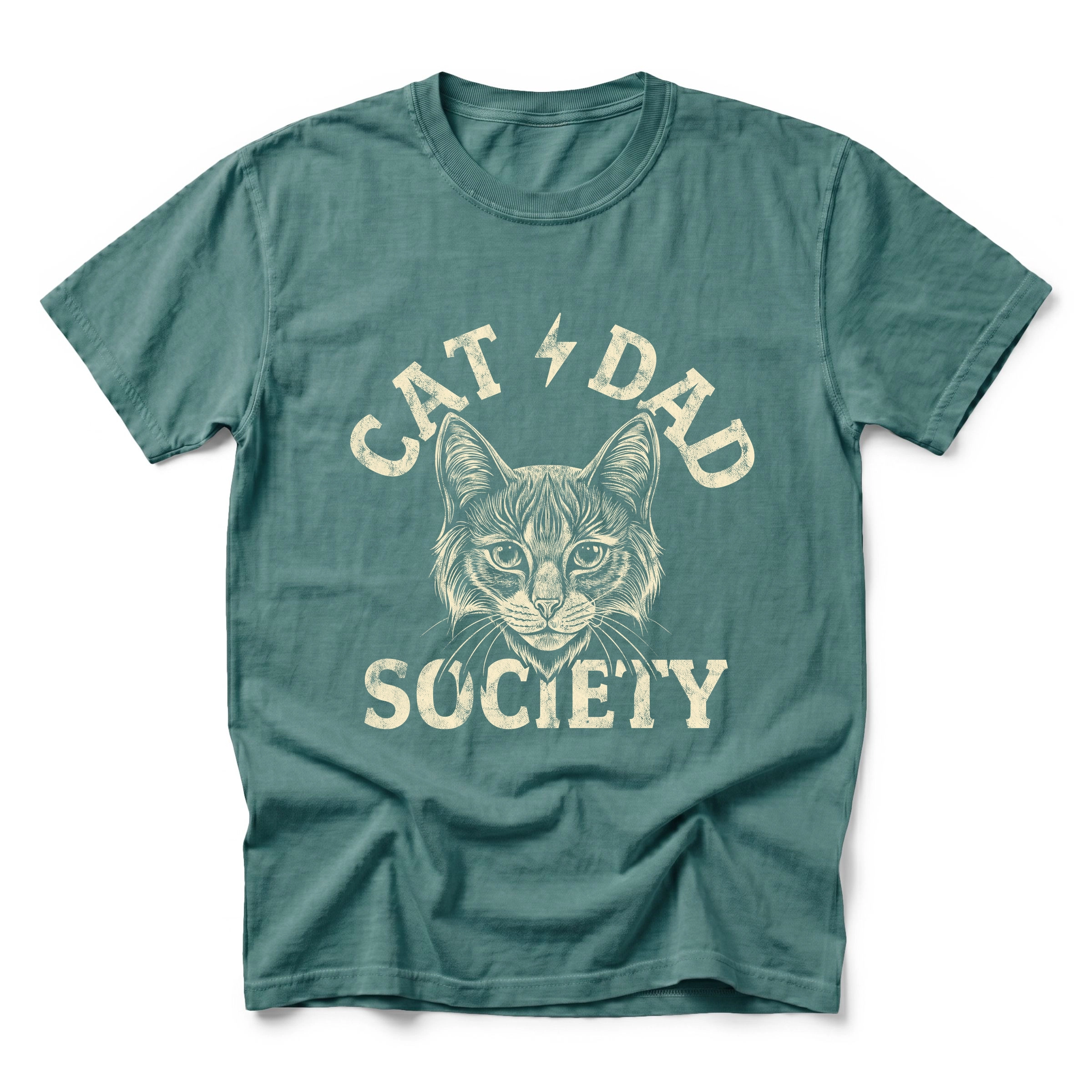 Simply Sage Market - Cat Dad Society Distressed  Men's Garment Dyed Graphic T-Shirt