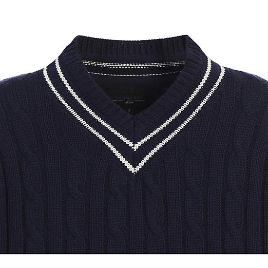 Gioberti Boy's 100% Cotton V-Neck Cable Knit Sweater