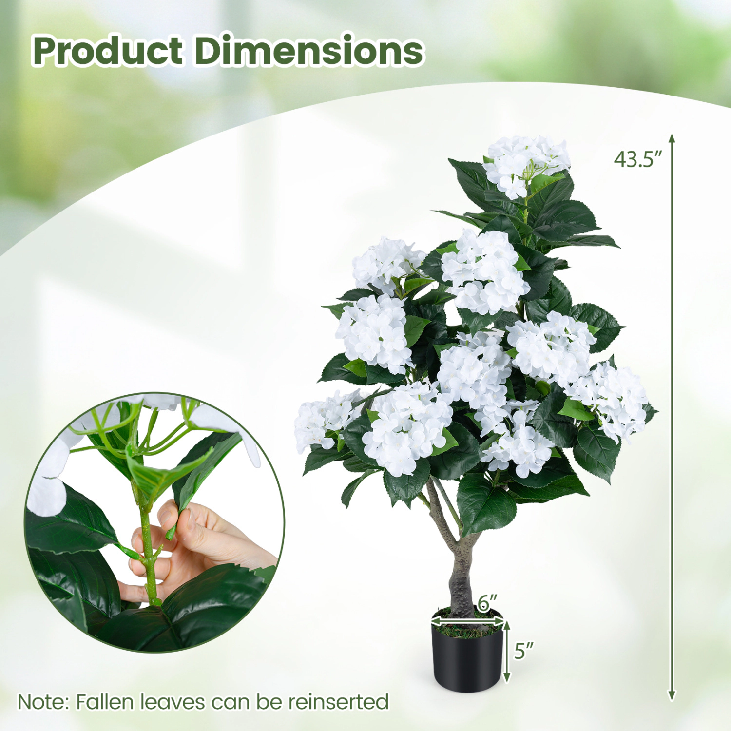 SlickBlue Set of 2 Artificial Hydrangea Trees with Flowers in Pots for Indoor and Outdoor