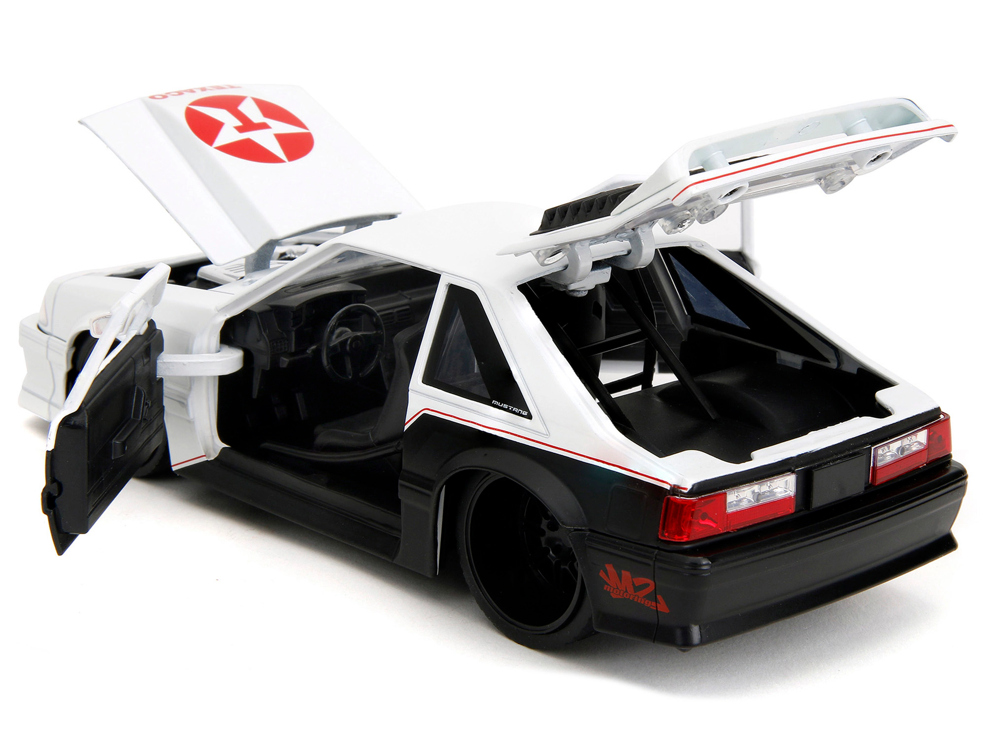 Jada 1989 Ford Mustang GT "Texaco" White and Matt Black with Graphics "Bigtime Muscle" Series 1/24 Diecast
