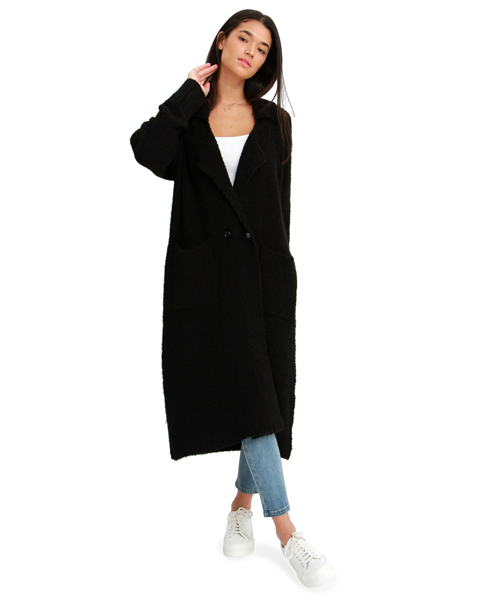Belle & Bloom Womens Born To Run Sustainable Sweater Coat