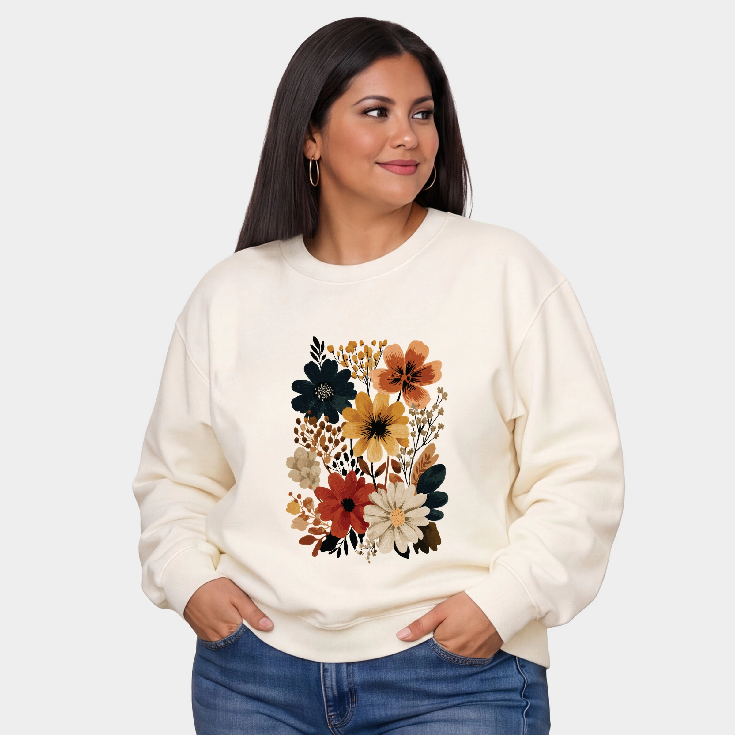 Simply Sage Market - Women's Plus Sweatshirt Autumn Floral