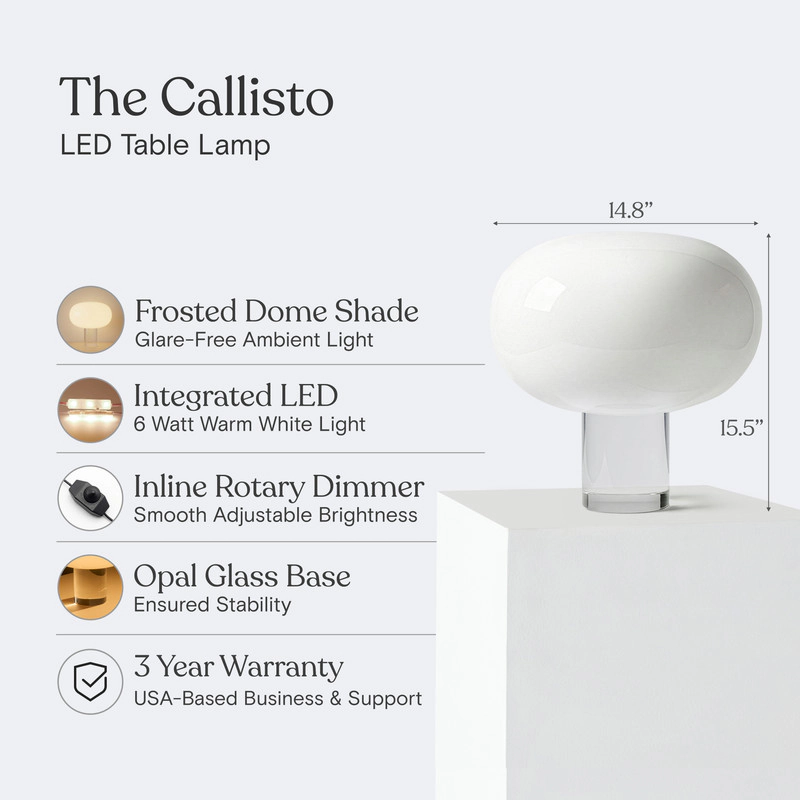 Brightech Callisto Glass LED Table Lamp