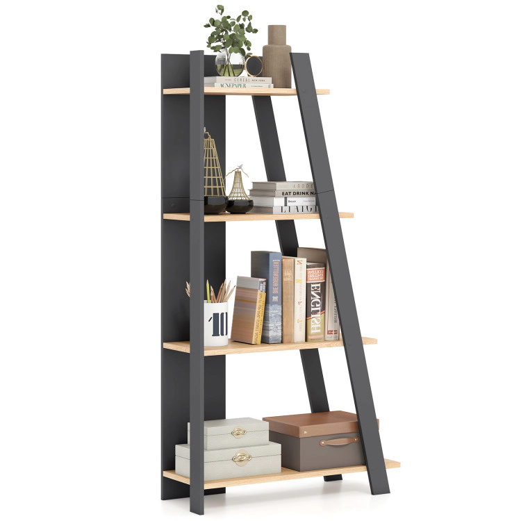 Hivvago 4-Tier Modern Bookshelf Wooden Vertical Display Book Shelf for Small Space