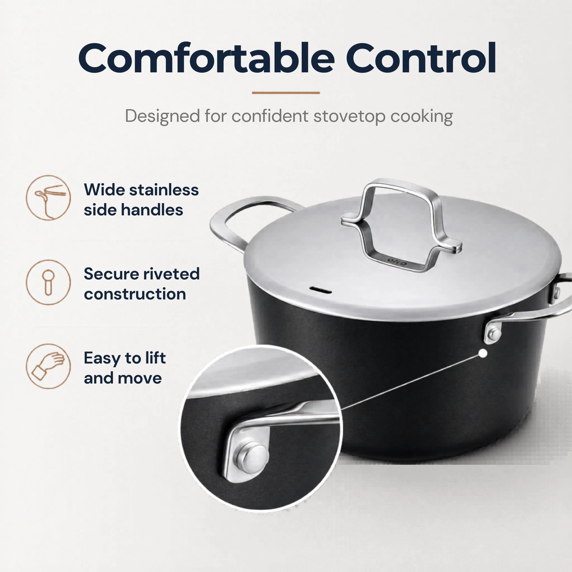 Alva Maestro 4.5 Qt Aluminum Stock Pot with Lid - Ceramic Coated Nonstick