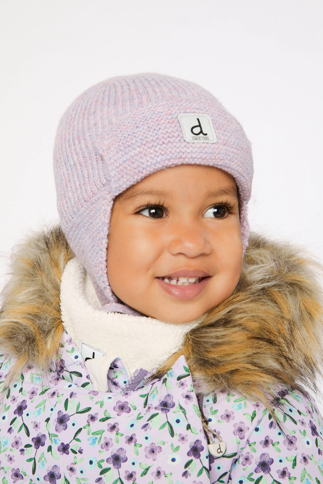 Deux par Girls Winter Knit Hat with Ear Flaps and Strings