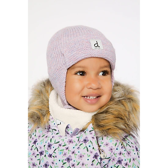 Deux par Deux Girls Winter Knit Hat with Ear Flaps and Strings