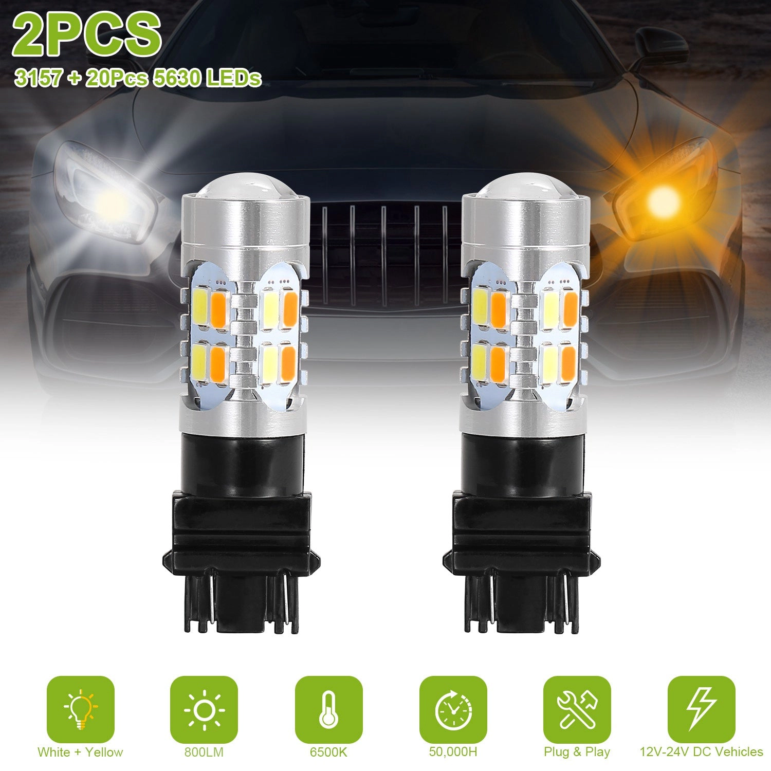 GBruno T25 3157 LED Turn Signal Light Bulbs Kit
