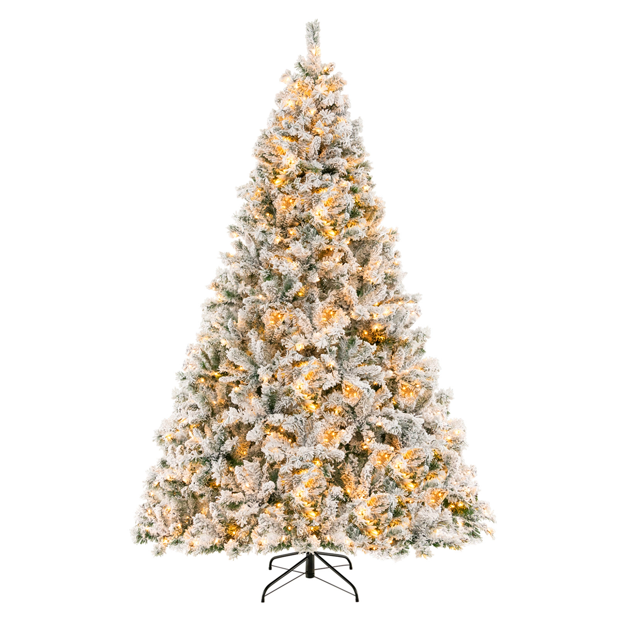 Costway 7 FT Pre-Lit Christmas Tree 3-Minute Quick Shape Flocked Decor with 450 LED Lights