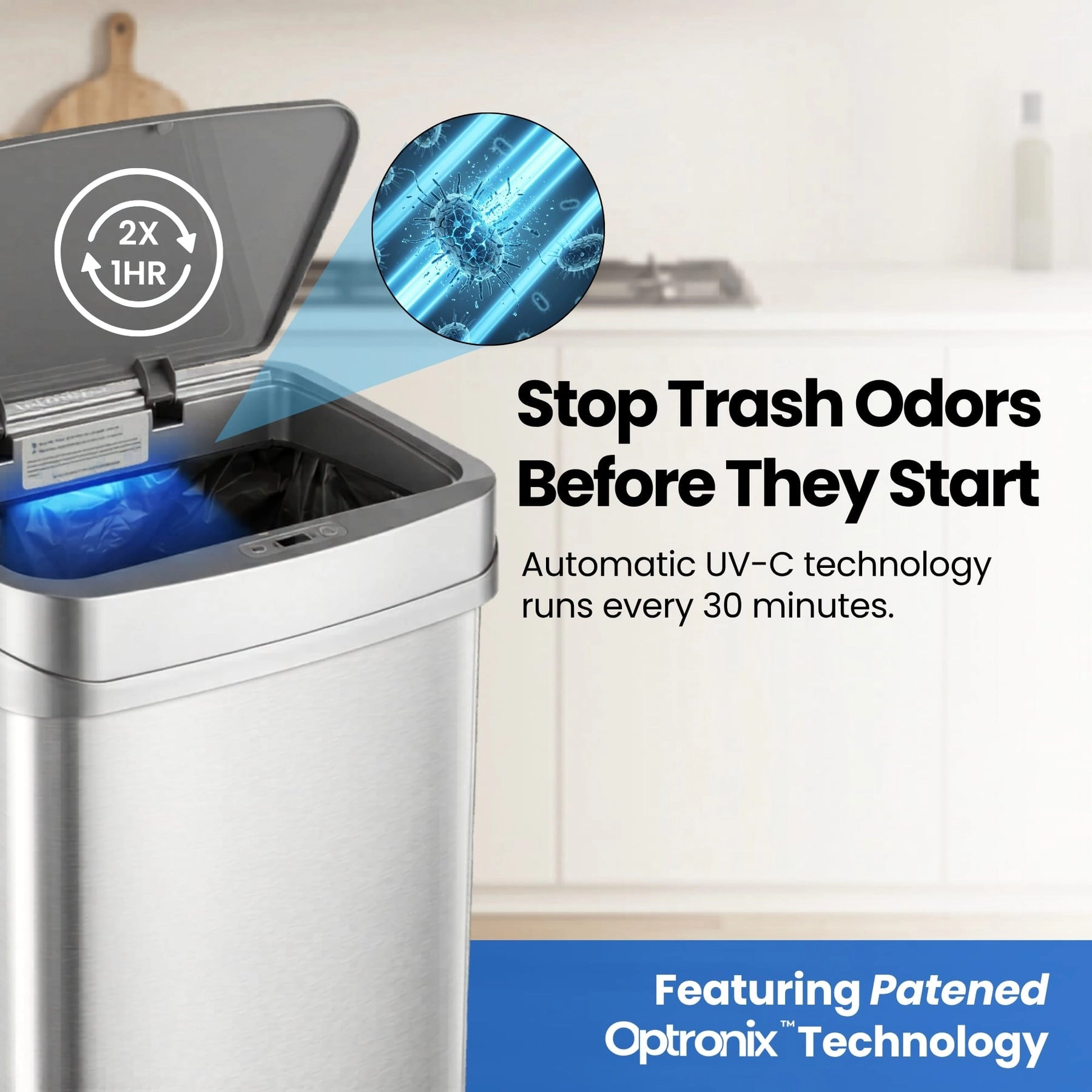 Ninestars Nova Series 13.2-Gallon Odor-Neutralizing Smart Trash Can