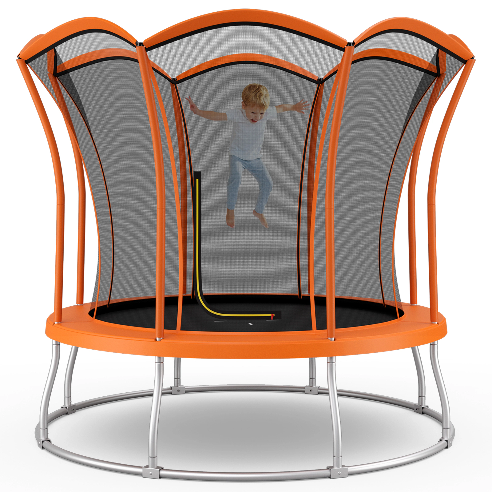 LJG 8 Feet Outdoor Unique Flower Shape Trampoline with Enclosure Net