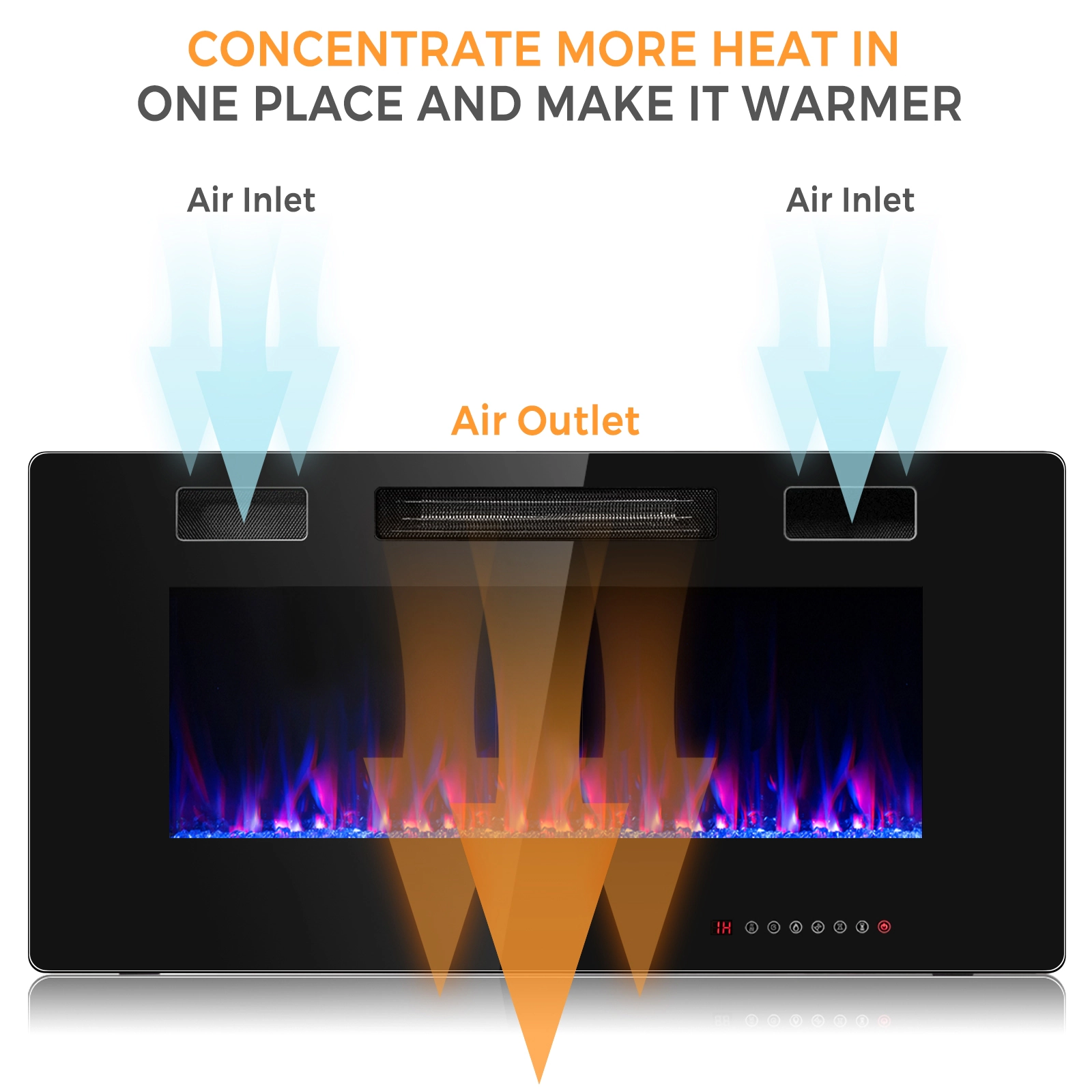 SlickBlue Wall Mounted Electric Fireplace with Adjustable Flames