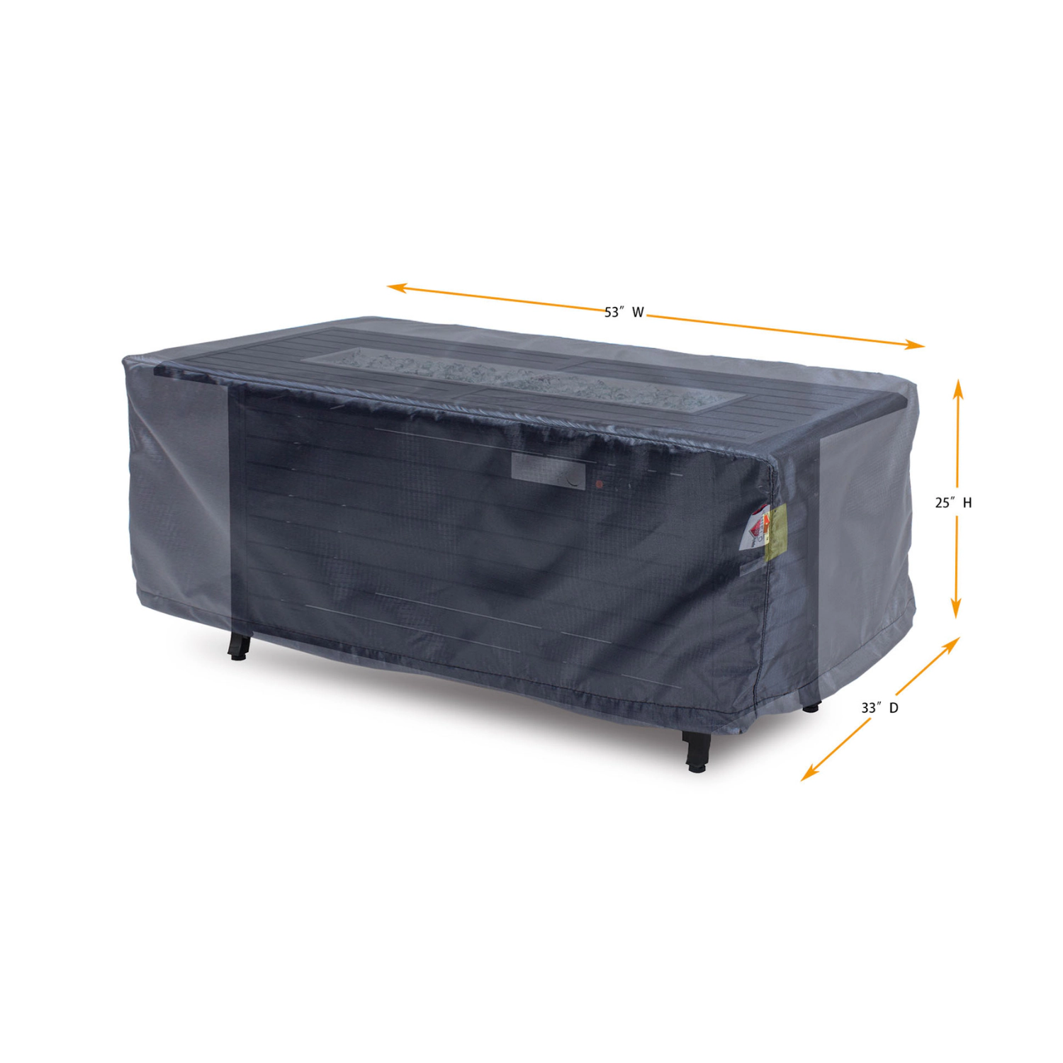 Summerset Shield Gold 2-Layer Polyester Fabric Outdoor Fire Table Cover - 53x33", Charcoal Grey