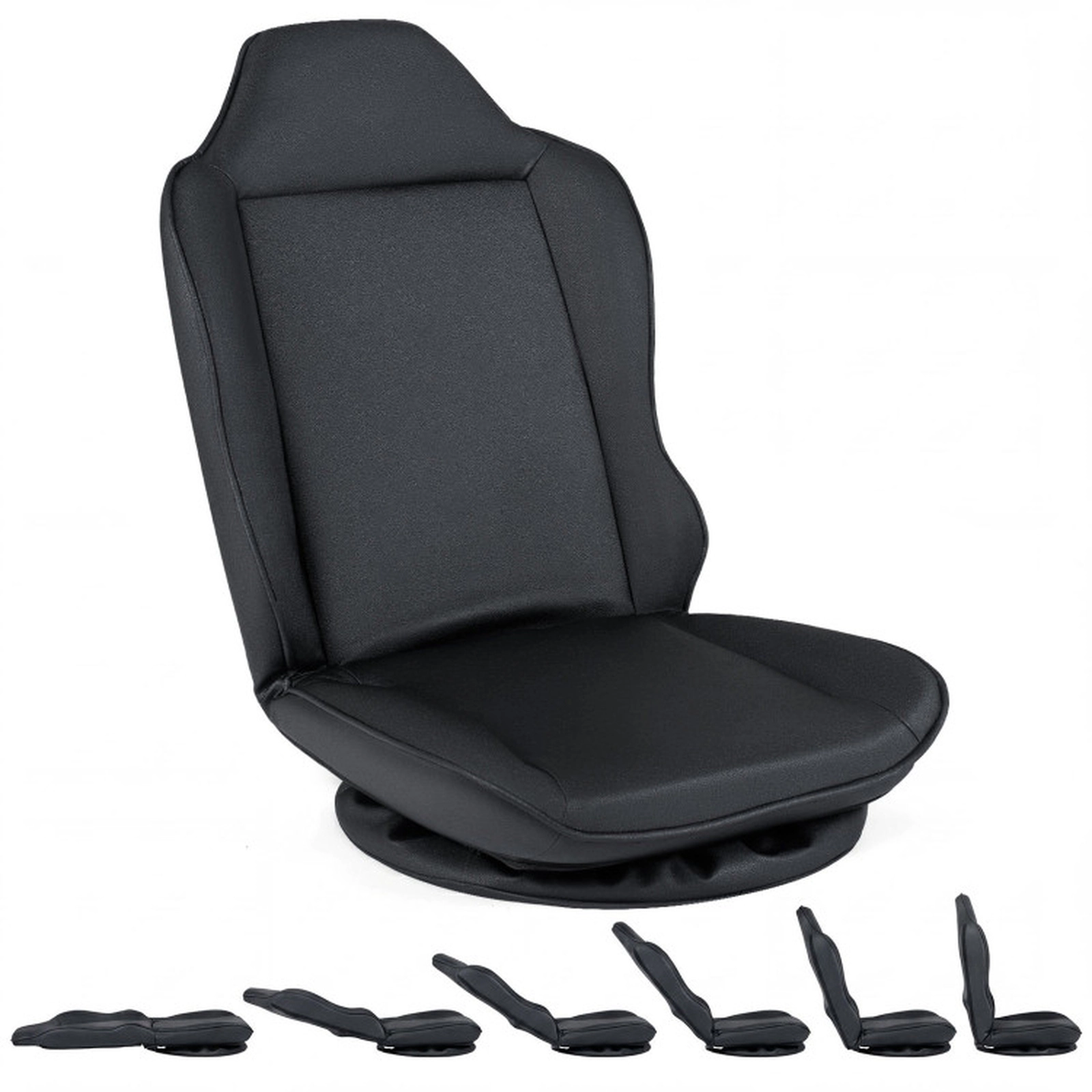 SUGIFT 360-Degree Swivel 5-Level Backrest Floor Gaming Chair 23.5-in x 22-in x 30.5-in 330-lb Capacity Black