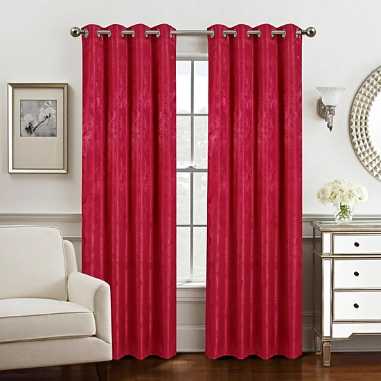 Olivia Gray Roxy Two Tone Jacquard Grommet Single Panel - 54x90", Red