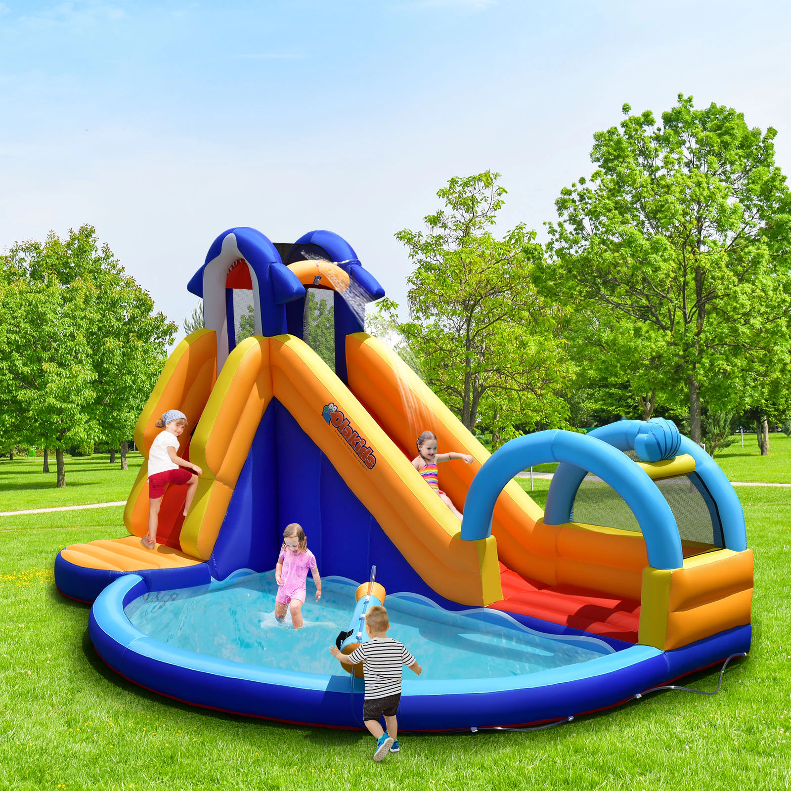 Hivvago Inflatable Bouncy House with Slide and Splash Pool without Blower