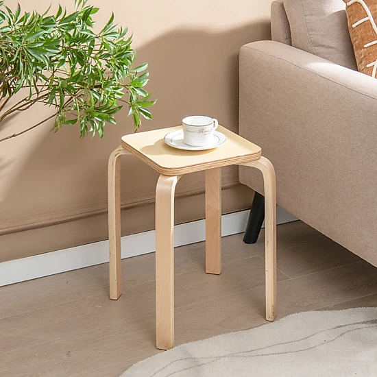 SUGIFT Set of 4 Stackable Square Wooden Stools, 18-Inch, Multicolor ...