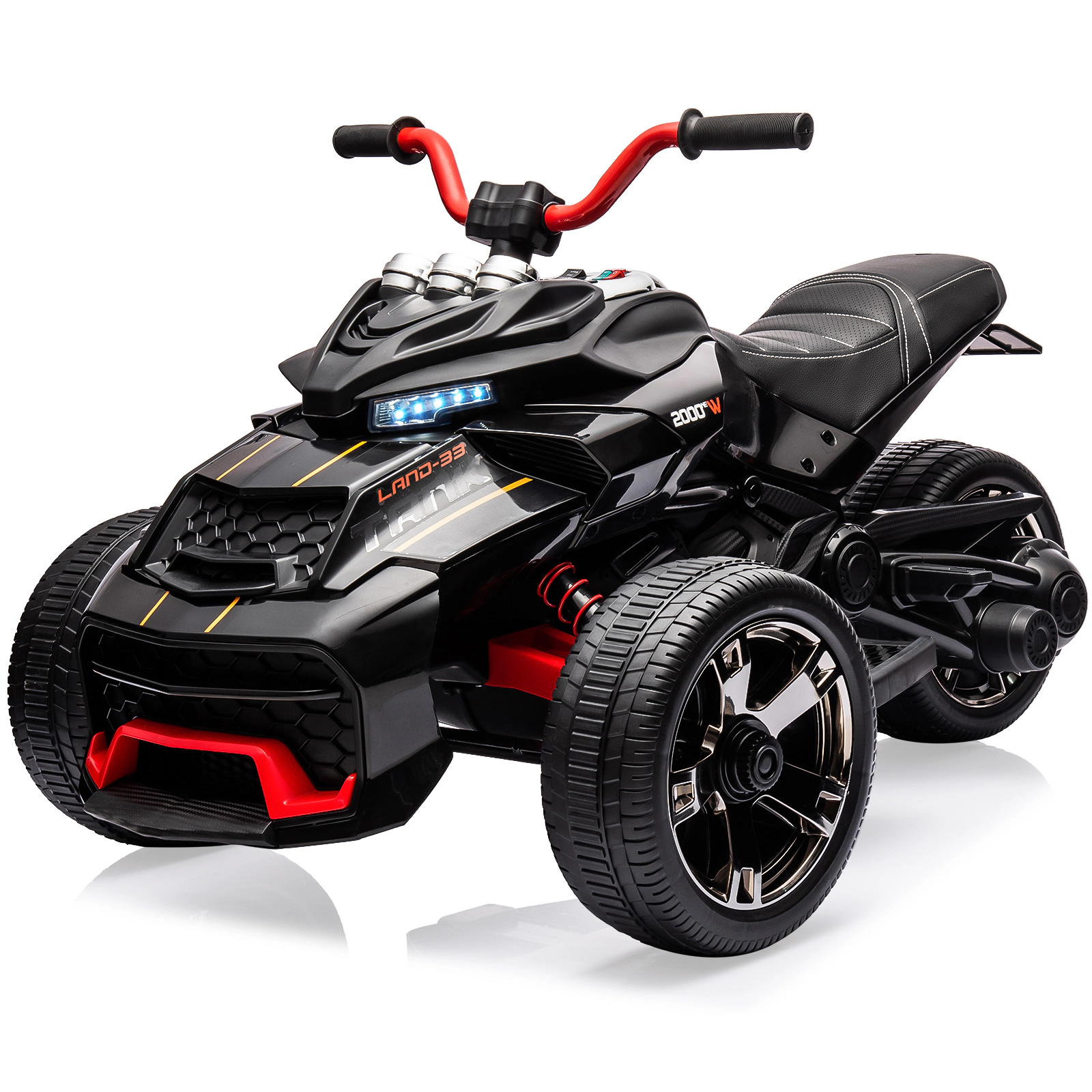 12V Kids Ride On Truck Car, 3-Wheel Electric Vehicle w/2×55W Motors, Remote, 7MPH, Music, LED Lights, EVA Tires
