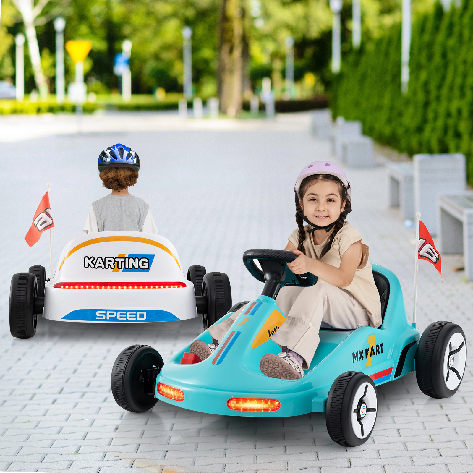 12V Kids Electric Go Kart 3-Speed Parent Remote 2-Speed Manual Mode One-Button Start LED Lights Ages 3+ Blue
