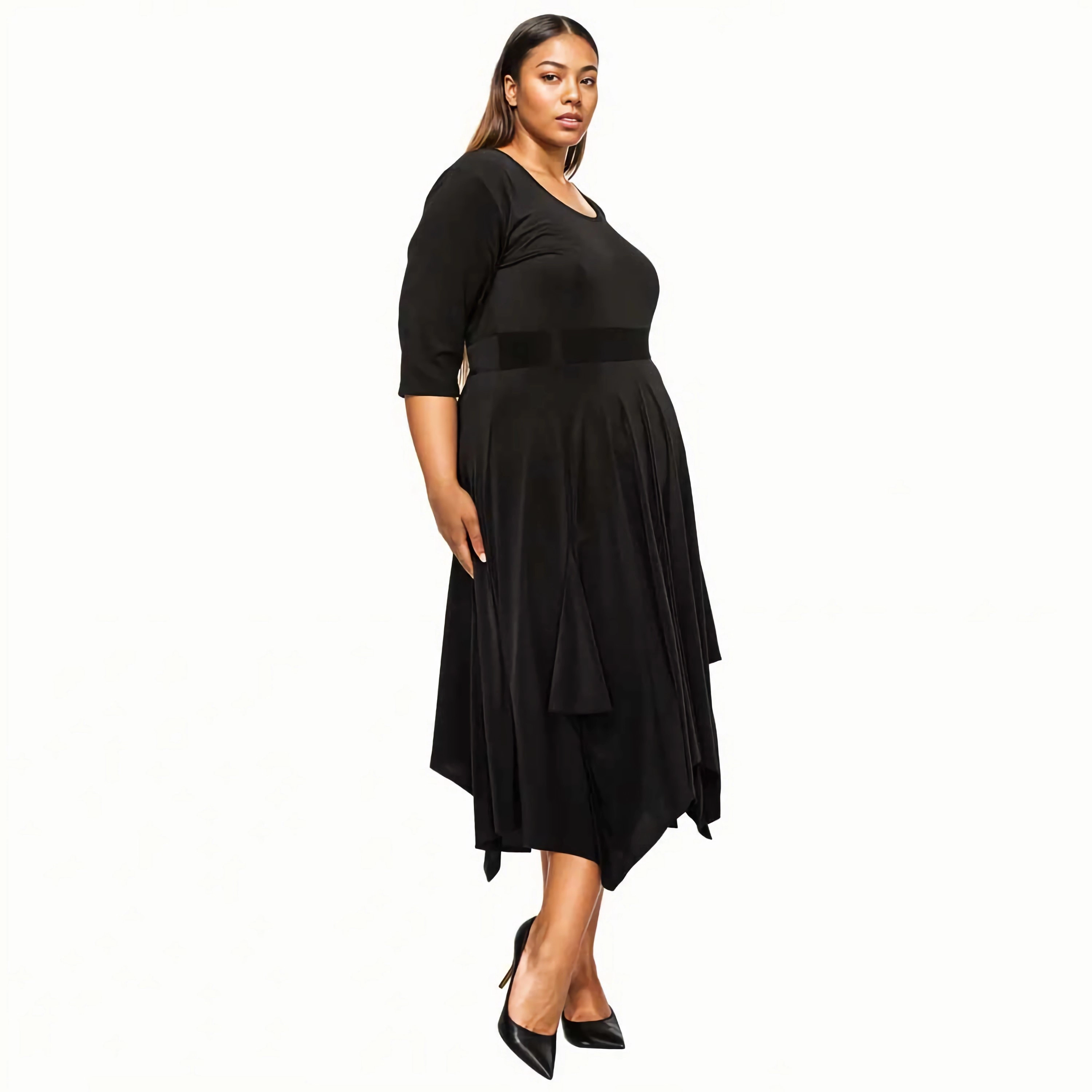 L I V D Women's Plus Shay Handkerchief Hem Dress