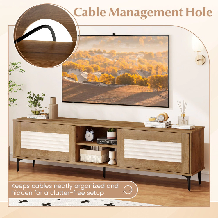 Hivvago Tv Stand For Tvs Up To 70 Inch Waveform Fluted Entertainment Center