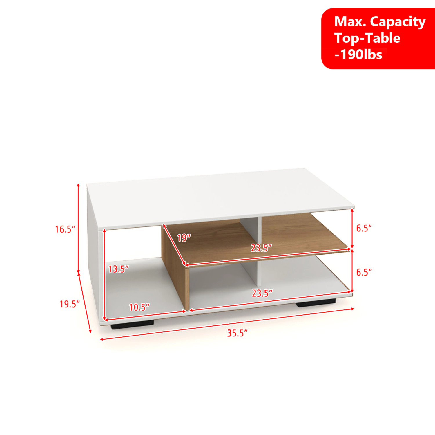 Hivvago Rectangular Accent Table with Distinctive L-Shaped Inner Shelf
