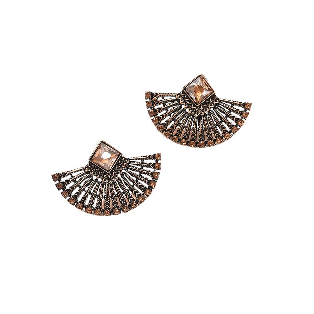 SOHI Women's Gold Fan Drop Earrings