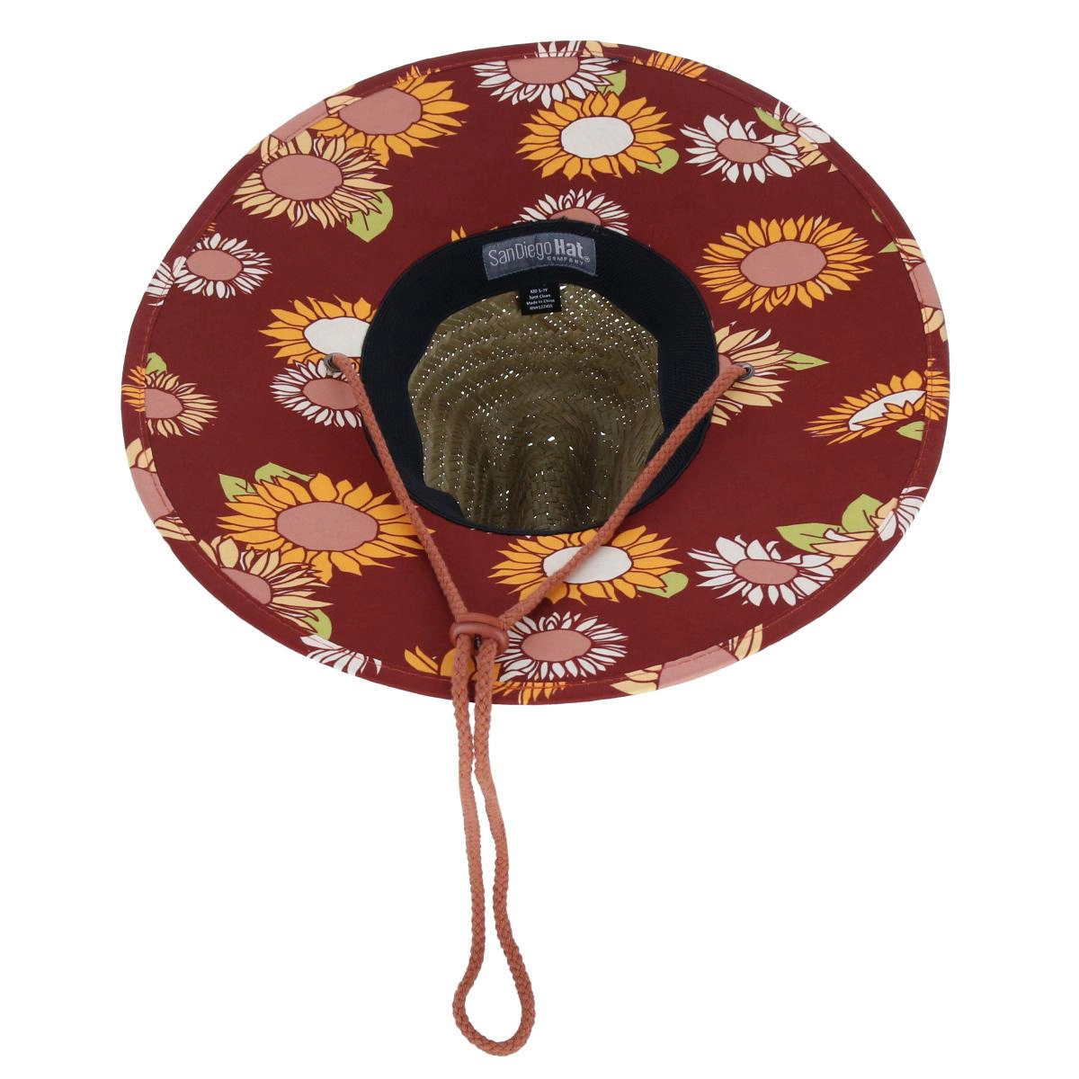 San Diego Hat Company Girl's Lifeguard Straw Hat with Sunflower Brim