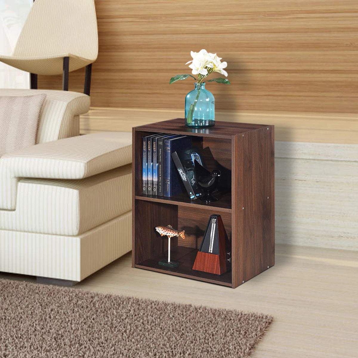 Costway 2PCS 2-Cube Bookcase with Adjustable Shelf Freestanding