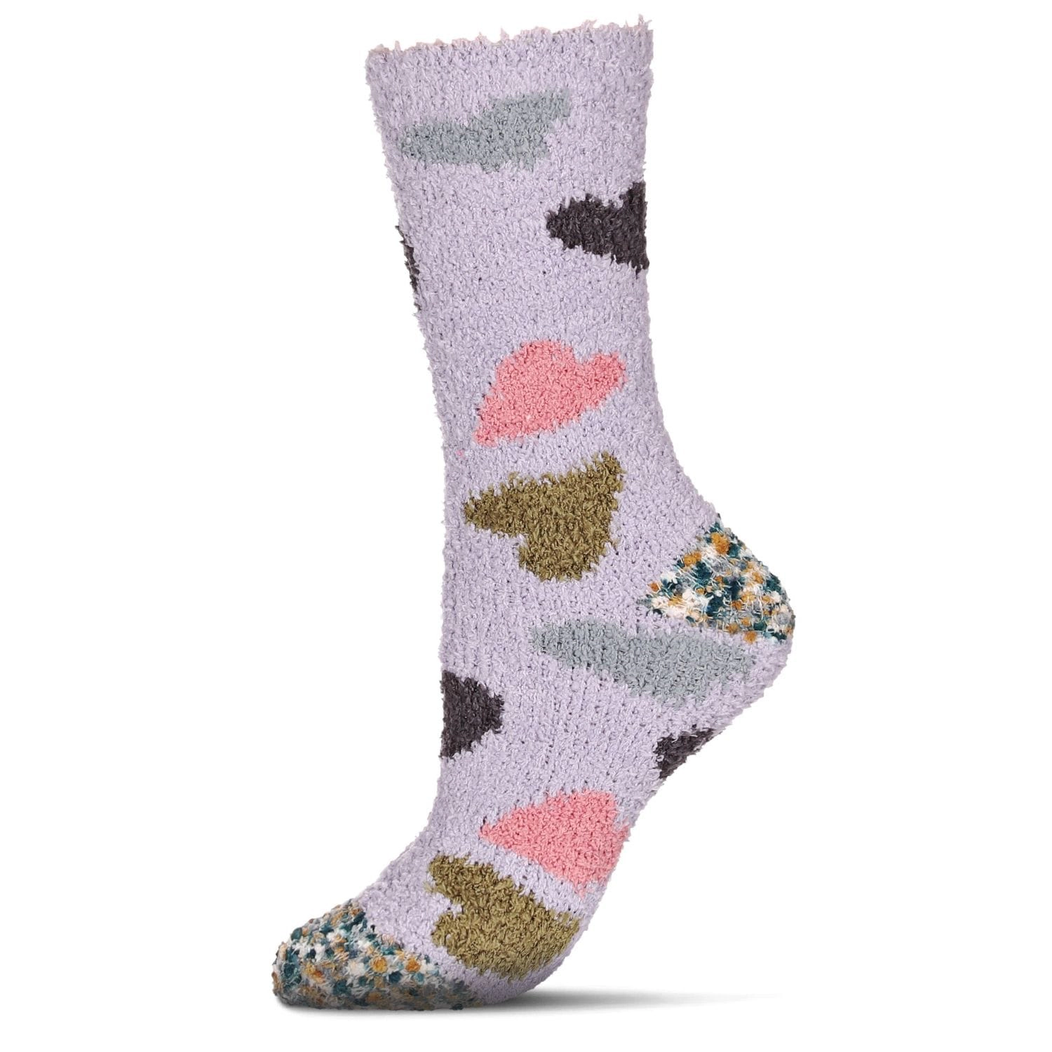 MeMoi Women's Plenty 'O Hearts Multicolor Cozy Crew Socks