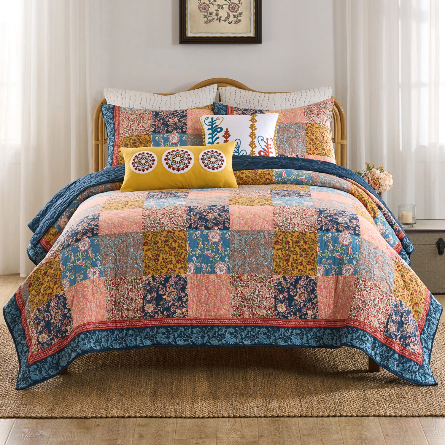 Greenland Home Fashions gier Cotton Reversible Lightweight Quilt Set 3 PC