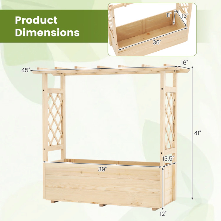 Hivvago Hanging Roof Raised Garden Bed Wooden Elevated Planter Box - Large