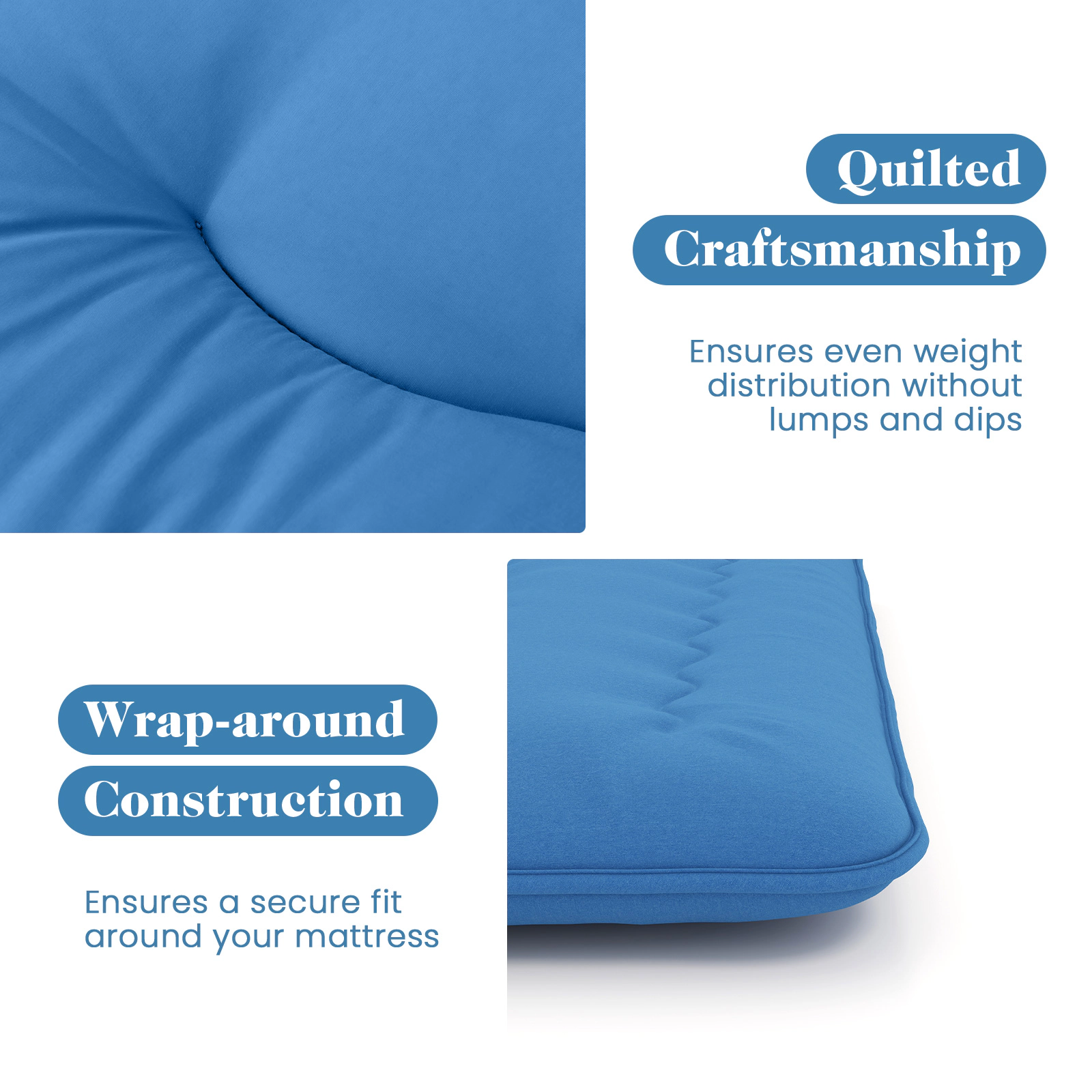 SUGIFT Blue Foldable Futon Mattress, 80 x 39 x 4 in, Washable Cover and Carry Bag