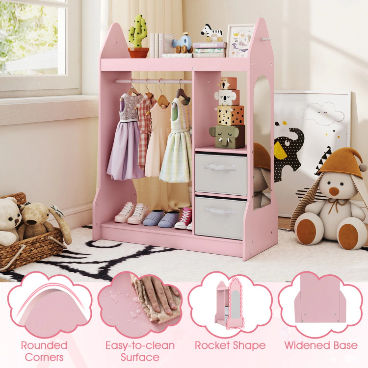 Hivvago Kids Play Armoire Dresser with Cloth Hanger
