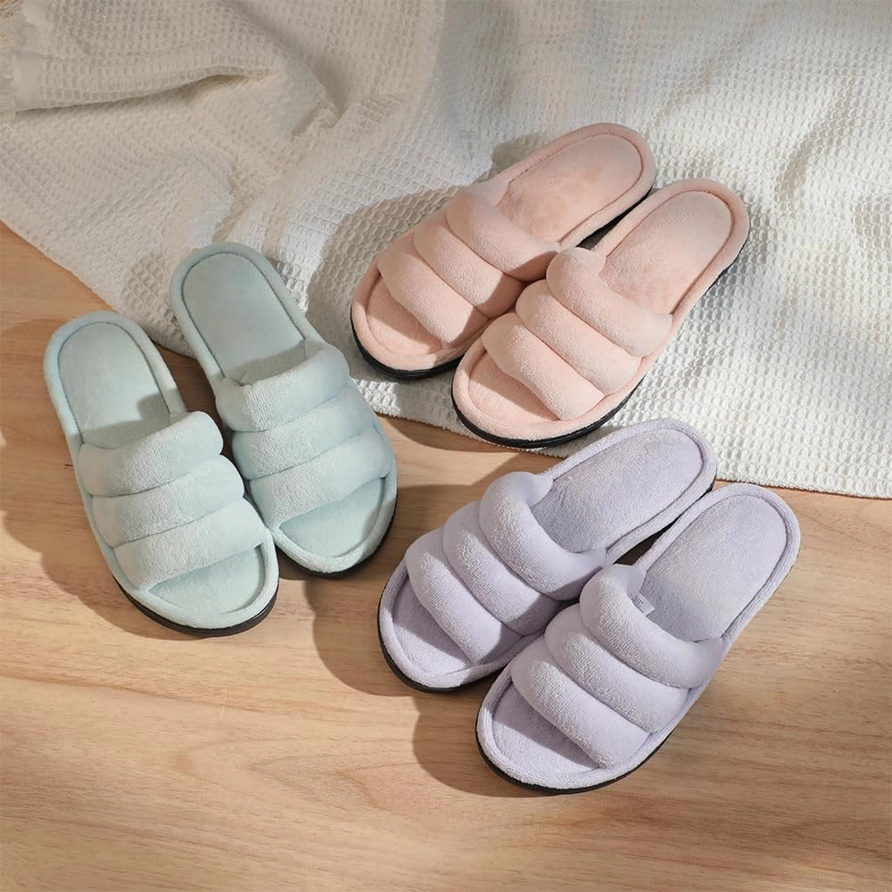 Roxoni Women's Coral Fleece Slippers with Cotton-Filled Comfort