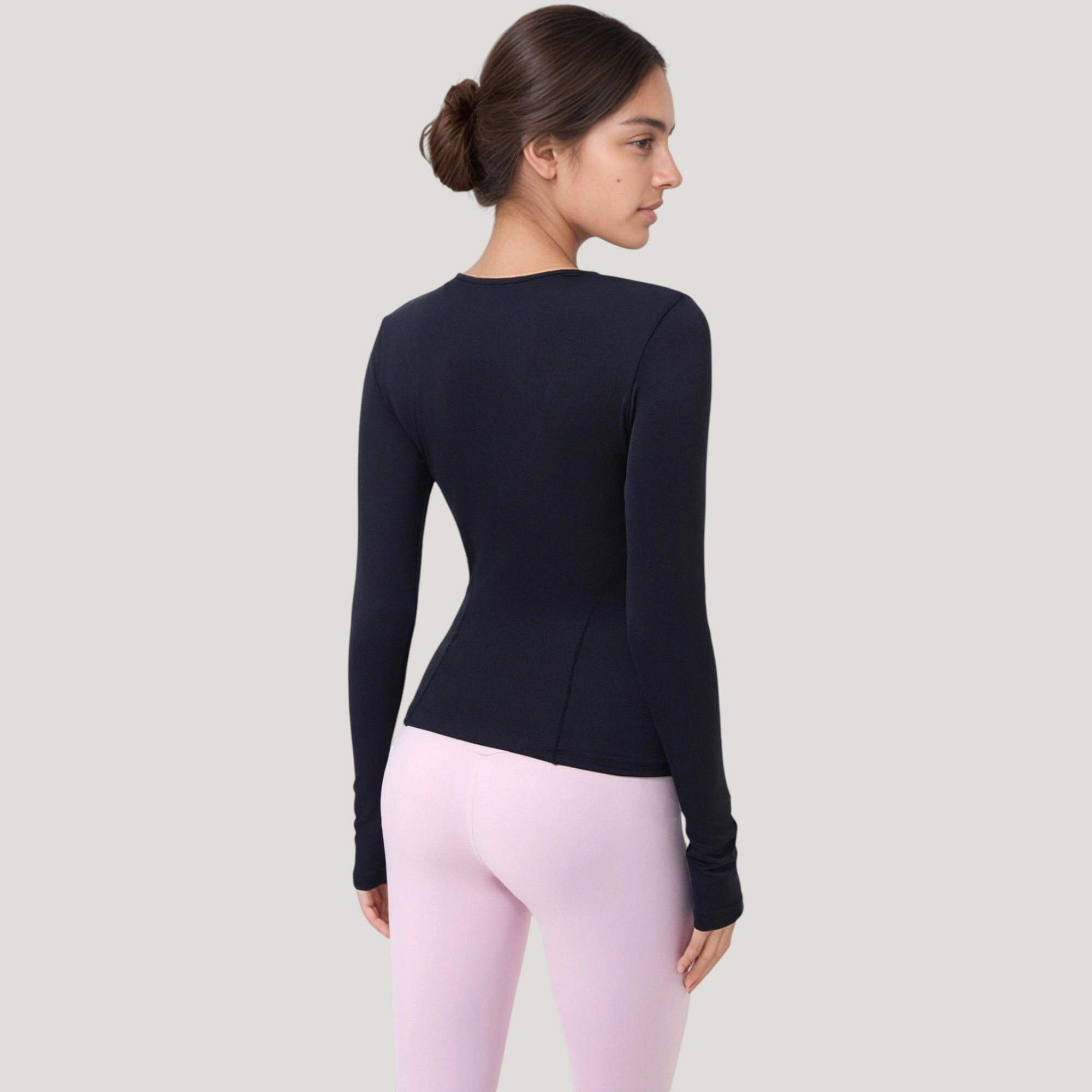 Anna-Kaci Women's Long Sleeve Fitted Activewear Top with Crew Neck and Thumbhole Cuffs
