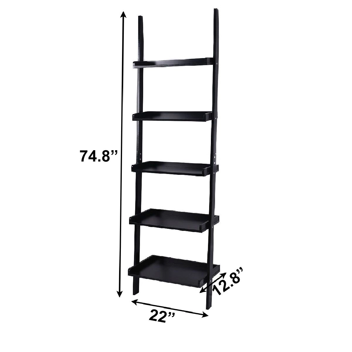 SlickBlue 5-Tier Leaning Ladder Bookcase Wall Shelf with Storage