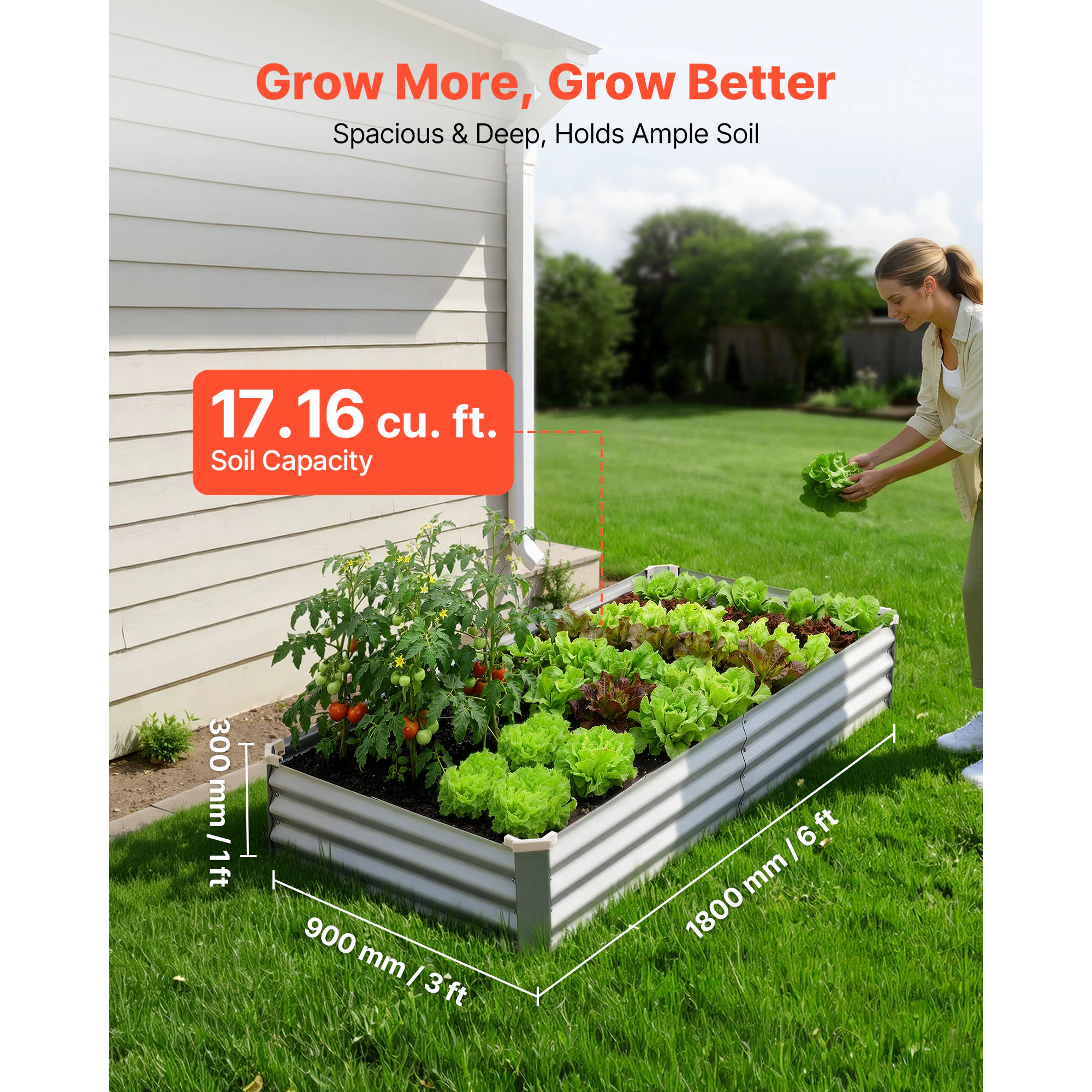 HONGGE 2 Pack Galvanized Raised Garden Beds Rectangular Metal Planter Boxes Kit Outdoor Bottomless Elevated Planting