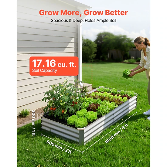 HONGGE 2 Pack Galvanized Raised Garden Beds Rectangular Metal Planter Boxes Kit Outdoor Bottomless Elevated Planting