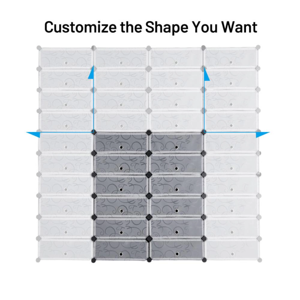 Hivvago 12-Cube DIY Portable Plastic Shoe Rack with Transparent Doors